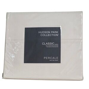 Hudson Park Collection Twin Flat Sheet Egyptian Cotton Percale Vanilla Sky New